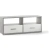 Pareti Soggiorno E Porta Tv-Sarmog Mobile 2 cassetti bianco e cemento, 139x57x41 cm