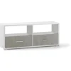 Sarmog Pareti Soggiorno E Porta Tv|Mobile 2 cassetti bianco e cemento, 139x57x41 cm