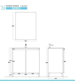 Mobili Bagno- Mobile bagno da appoggio "revital" rovere, 80x46x86 cm