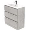 Mobili Bagno-Decor Bagno Mobile bagno da terra "leonardo" 3 cassetti cemento, 78x39,5x85 cm