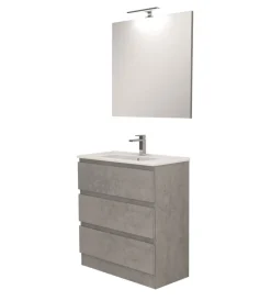 Mobili Bagno-Decor Bagno Mobile bagno da terra "leonardo" 3 cassetti cemento, 78x39,5x85 cm