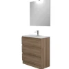 Hot Mobile bagno da terra "leonardo" 3 cassetti rovere, 78x39,5x85 cm Mobili Bagno