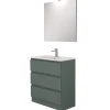 Hot Mobile bagno da terra "leonardo" 3 cassetti verde salvia, 78x39,5x85 cm Mobili Bagno