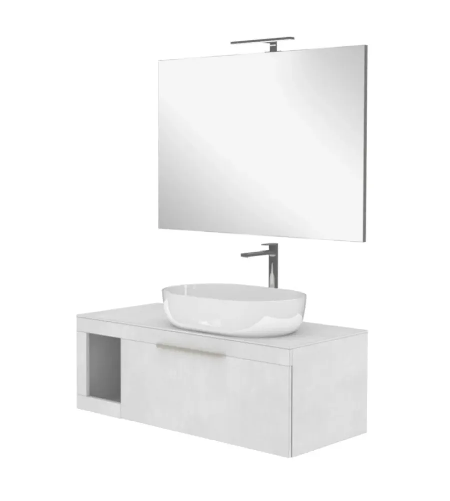 New Mobile bagno "tiziano" colore grigio cielo, 110 cm Mobili Bagno