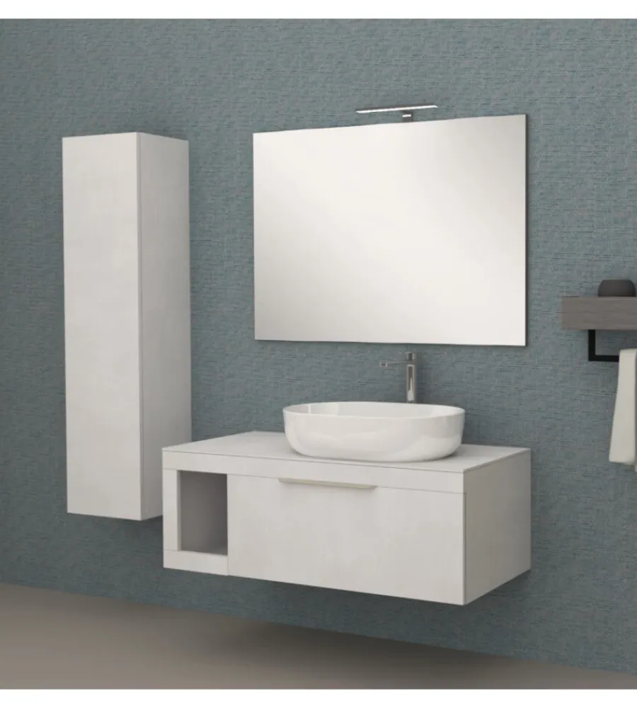 New Mobile bagno "tiziano" colore grigio cielo, 110 cm Mobili Bagno