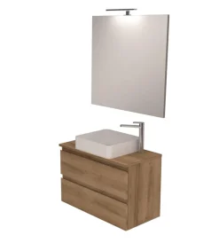 Online Mobile bagno "leonardo" rovere con lavello ad appoggio, 78x40x50 cm Mobili Bagno