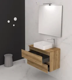 Online Mobile bagno "leonardo" rovere con lavello ad appoggio, 78x40x50 cm Mobili Bagno
