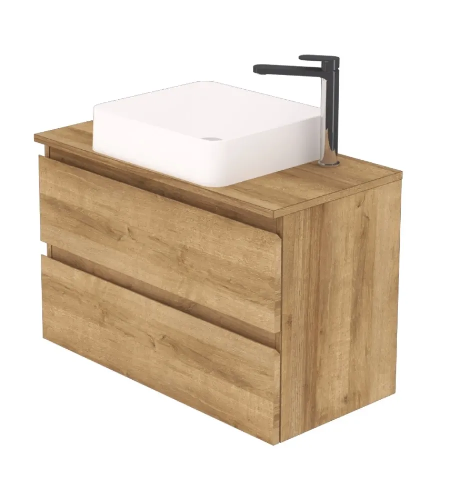 Online Mobile bagno "leonardo" rovere con lavello ad appoggio, 78x40x50 cm Mobili Bagno