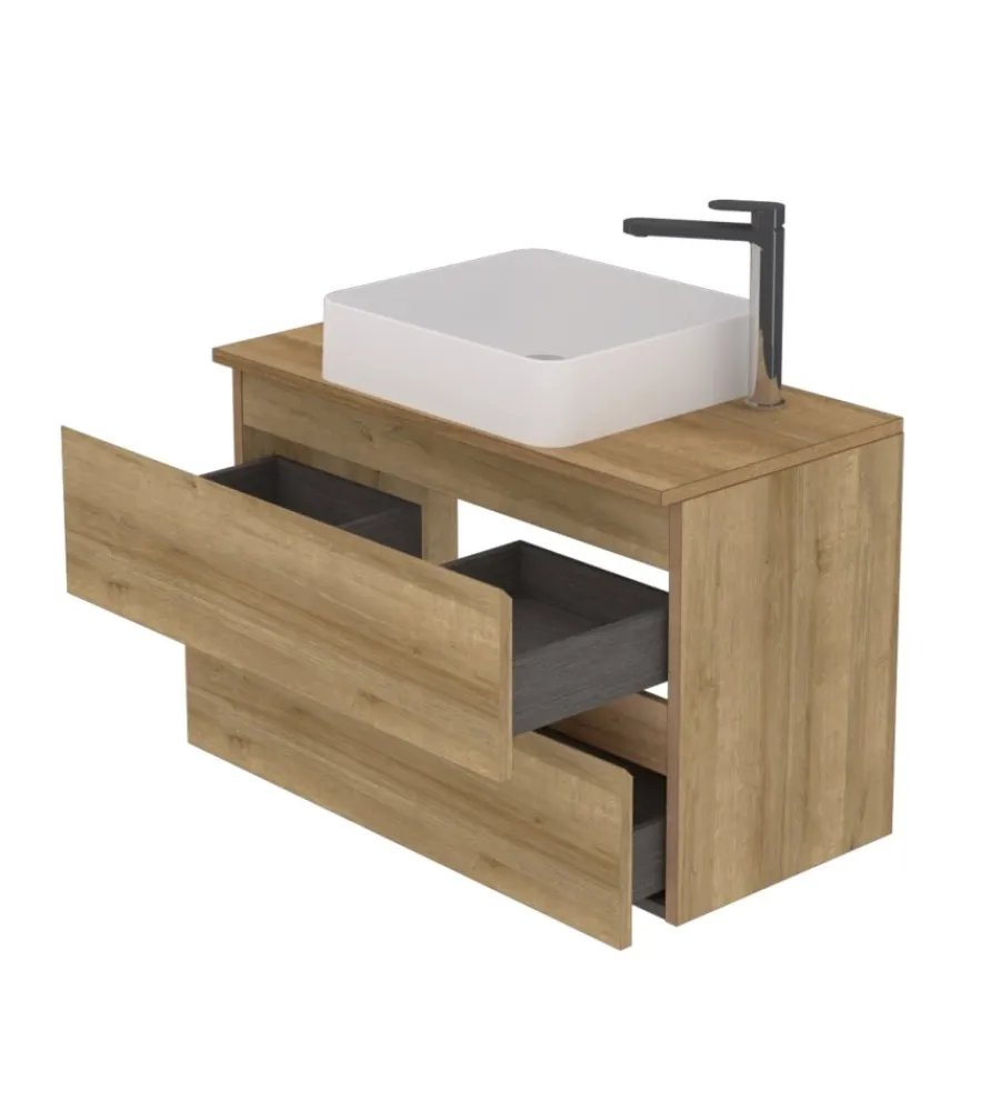 Online Mobile bagno "leonardo" rovere con lavello ad appoggio, 78x40x50 cm Mobili Bagno
