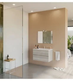 Mobili Bagno- Mobile bagno "linda" rovere grigio, 81x46x113 cm