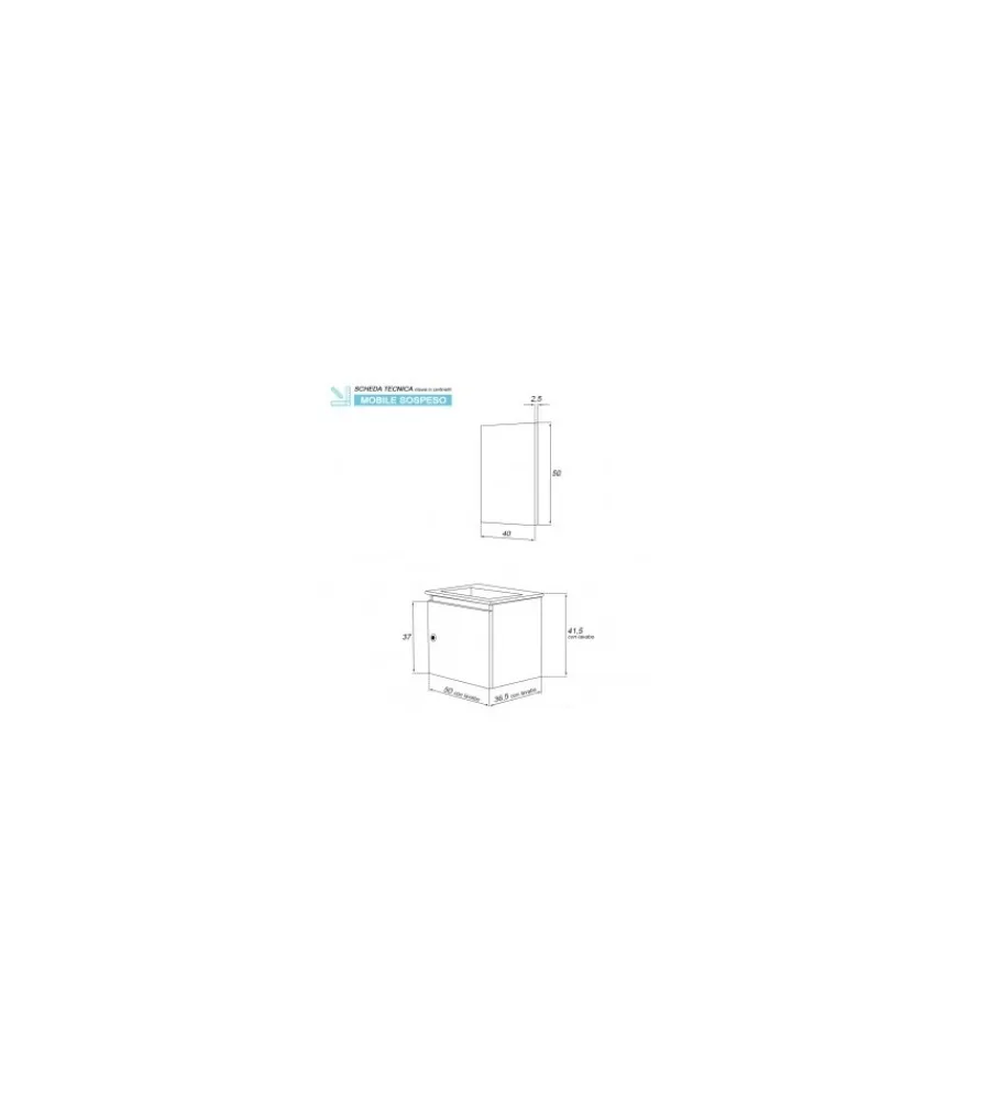 Mobili Bagno- Mobile bagno "petit" rovere chiaro, 50x36x42 cm