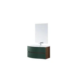 Mobili Bagno- Mobile bagno sospesa "minori" ad onda verde, 91x51,5x50 cm