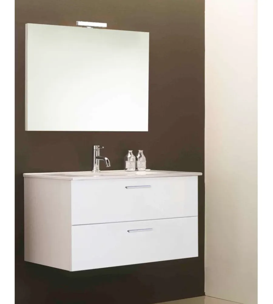 Online Mobile bagno sospeso "alice" con 2 cassettoni bianco lucido, 80x47x53 cm Mobili Bagno