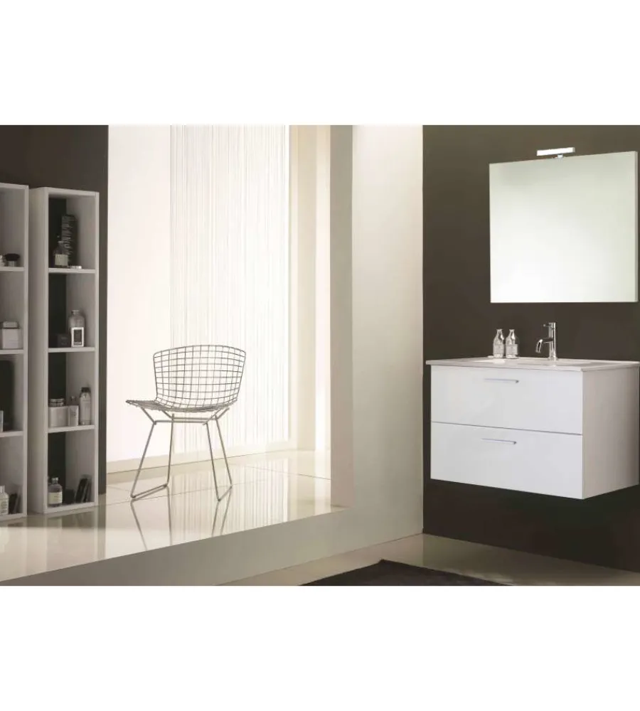 Online Mobile bagno sospeso "alice" con 2 cassettoni bianco lucido, 80x47x53 cm Mobili Bagno