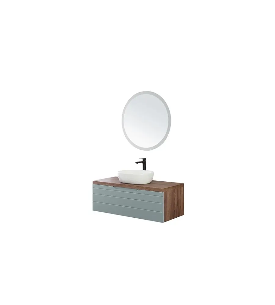 Mobili Bagno- Mobile bagno sospeso "amalfi" verde salvia, 110x46x40 cm