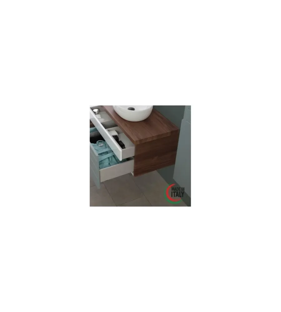 Mobili Bagno- Mobile bagno sospeso "amalfi" verde salvia, 110x46x40 cm
