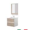 Mobili Bagno- Mobile bagno sospeso "fabula" 2 cassetti bianco e rovere, 60x47x57 cm