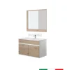 Mobili Bagno|Mobile bagno sospeso "fabula" 2 ante bianco e rovere, 90x47x57 cm