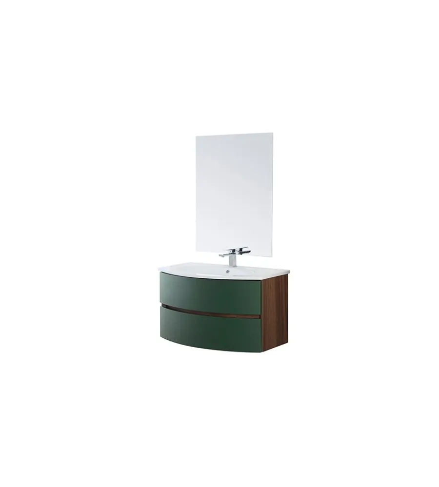 Mobili Bagno- Mobile bagno sospeso "maiori" verde bottiglia, 91,5x51x50 cm