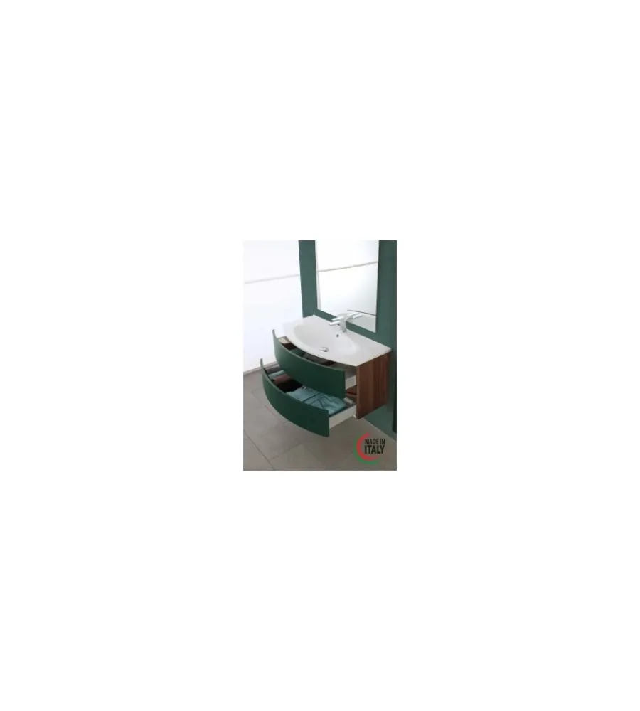 Mobili Bagno- Mobile bagno sospeso "maiori" verde bottiglia, 91,5x51x50 cm