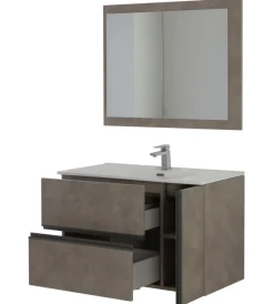 Mobili Bagno- Mobile bagno sospeso "oxid" con specchio, 90x46x57 cm