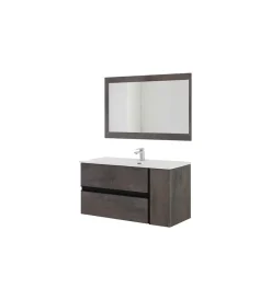 Mobili Bagno|Mobile bagno sospeso "oxid" con specchio, 110x46x57 cm