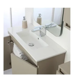 Mobili Bagno- Mobile bagno sospeso "pastello" tortora con 2 ante, 80x37x69 cm