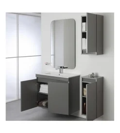 Mobili Bagno- Mobile bagno sospeso "pastello" grigio con 2 ante, 80x37x69 cm