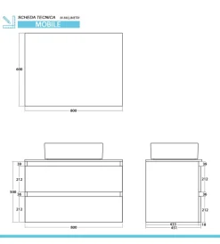 Mobili Bagno- Mobile bagno sospeso "revital" noce, 80x46x51 cm