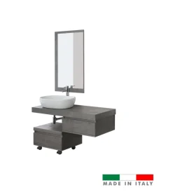 Mobili Bagno- Mobile bagno sospeso "shelf"cemento con cassetti, 120x50x8 cm