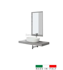 Mobili Bagno- Mobile bagno sospeso "shelf" finitura cemento, 120x50x8 cm
