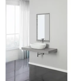 Mobili Bagno- Mobile bagno sospeso "shelf" finitura cemento, 120x50x8 cm
