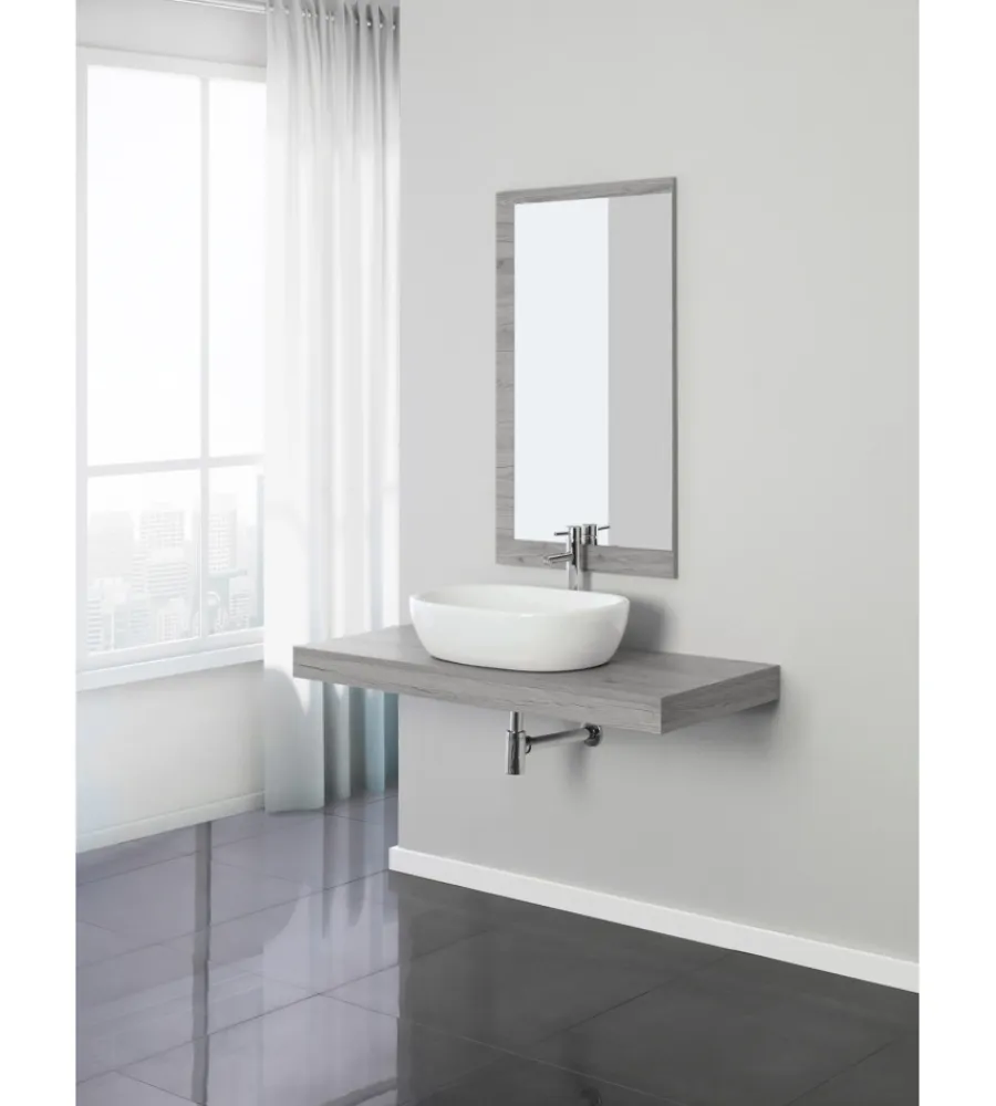 Mobili Bagno- Mobile bagno sospeso "shelf" finitura cemento, 120x50x8 cm