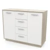 Credenze E Buffet- Mobile bianco e quercia con 2 ante e  4 cassetti, 113x84x36 cm