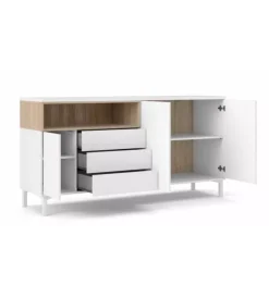 Credenze E Buffet|Mobile buffet bianco 3 ante e 3 cassetti, 176x90x48 cm