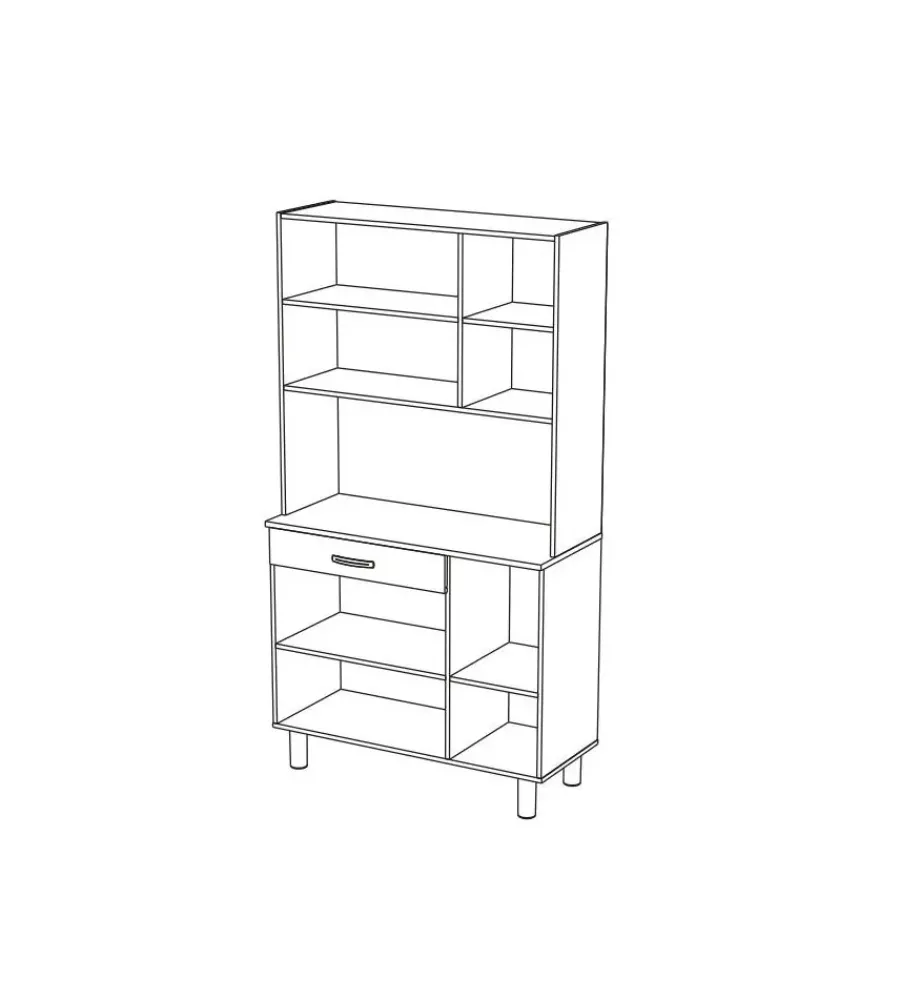 Cucina|Mobile buffet con 6 ante e 1 cassetto bianco e acacia, 101x42,3x185,3 cm