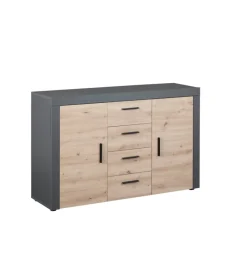 Mobile buffet grigio e quercia, 134x40x86 cm Credenze E Buffet