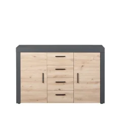 Mobile buffet grigio e quercia, 134x40x86 cm Credenze E Buffet