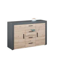 Mobile buffet grigio e quercia, 134x40x86 cm Credenze E Buffet