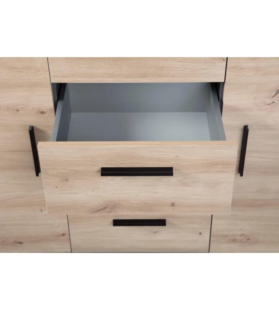 Mobile buffet grigio e quercia, 134x40x86 cm Credenze E Buffet