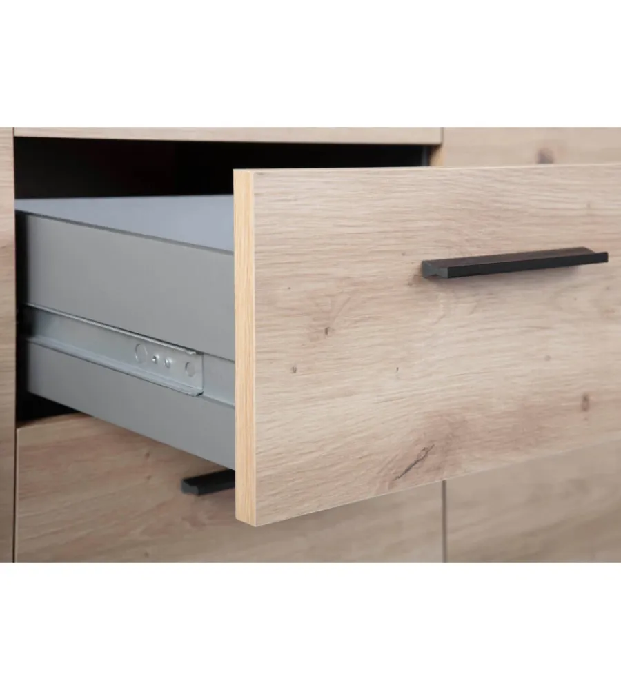 Mobile buffet grigio e quercia, 134x40x86 cm Credenze E Buffet