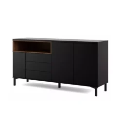 Hot Mobile buffet nero 3 ante e 3 cassetti, 176x90x48 cm Credenze E Buffet
