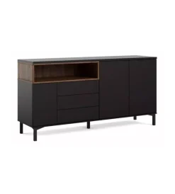 Hot Mobile buffet nero 3 ante e 3 cassetti, 176x90x48 cm Credenze E Buffet