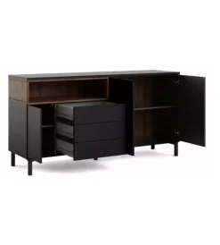 Hot Mobile buffet nero 3 ante e 3 cassetti, 176x90x48 cm Credenze E Buffet
