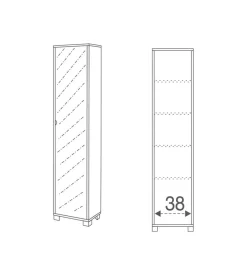 Sarmog Mobili Multiuso|Mobile colonna 1 anta con specchio bianco, 43x29x190 cm