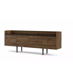 New Mobile contenitore 3 ante e 2 cassetti legno scuro, 195x73x40 cm Credenze E Buffet