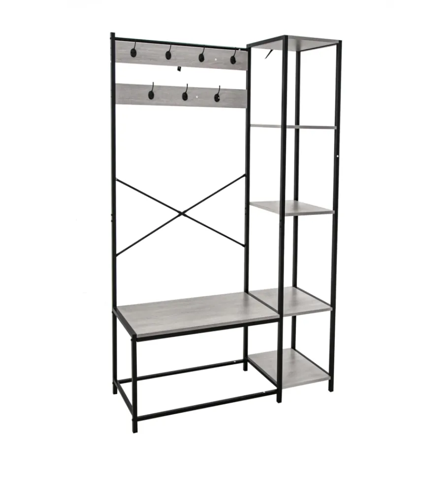 BellaHome Mobili Da Ingresso|Mobile da ingresso "industrial" grigio 110x40x180 cm