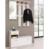 BellaHome Mobili Da Ingresso|Mobile da ingresso con specchio e appendiabiti bianco anticato, 100x180x25 cm