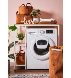 Clearance Mobile lavatrice "janet" bianco e legno, 90x60x93 cm Mobiletti Multiuso