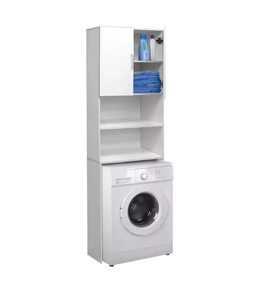 Mobiletti Multiuso|Mobile lavatrice salvaspazio "wash" colore bianco, 64x24x190 cm